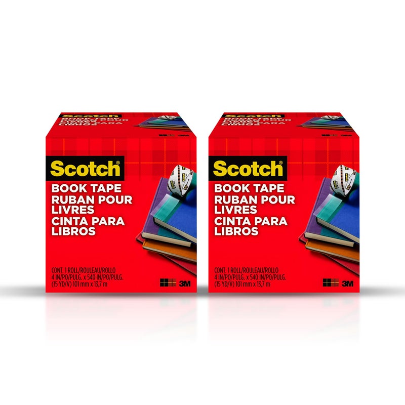 3M Scotch Book Repair Tape, Clear, 4 Inches x 15 Yards (3-Inch Core), 2 Rolls - Extra-Wide Durable Binding Tape for Book Repair, Reinforcing & Document Protection - Image 3